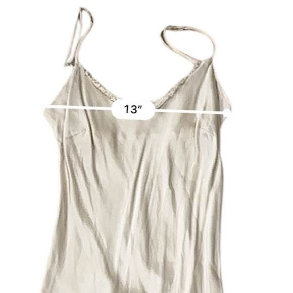 Pharaoh Beige Satin Slip Dress with Frayed Trim, Size P/XS - Picture 11 of 13